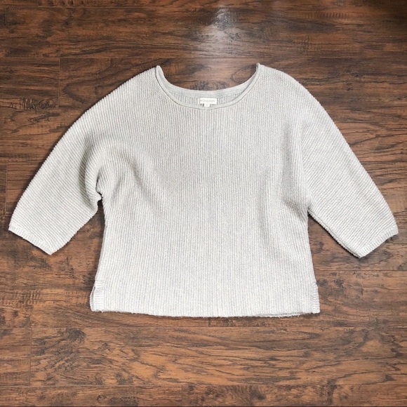 Monsoon • grey boxy knit sweater wool mohair waffle stitch cropped minimalist - Picture 2 of 8